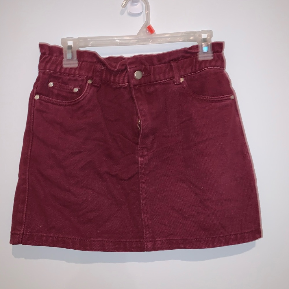 NWOT Burgundy Denim Skirt